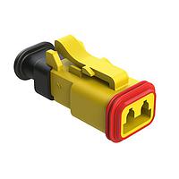 Amphenol SINE Systems AT06-2S-SR02YEL Plug 2 Position, Plug, Socket, SR02 Strain Relief (Reduced Diameter Seal), Yellow Body