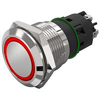 EAO 82-5254.1114 Anti-Vandal 82-5254.1114.Illuminated pushbutton.momentary.19 mm.chrome colour.flush/flat.ring.red.24 V.screw terminal au plated
