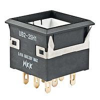 NKK Switches UB225KKG015D Pushbutton Switches DPDT ON(ON) AMBR LED SOLDER LUG BODY ONLY