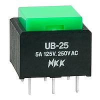 NKK Switches UB25SKW03N-F Pushbutton Switches ON(ON) SQUARE PC TERMINAL GRN CAP 6A