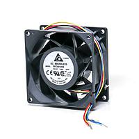 Delta Electronics, Inc. PFC0812DE-SP07 Tubeaxial Fan, 80x38mm, 12VDC, 86.65CFM, 9.6W, 0.8A, 54.4dBA, Ball, 4-Leads, Tach/PWM