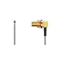 GCT (Global Connector Technology) CAB425RF-0200-A-1 RF Cable Assemblies I-Pex MHF 4L Lck RA Plug2SMA RAJck R Mt, IP67/68, 6GHz,200mm, 1.37mm blk