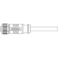 Amphenol LTW MSAS-08BFFM-SL8D01 Sensor Cables / Actuator Cables M12 Circular Metric Connector, A Code, Metal, 2A, 08 pins, Female Connector, Female Contact, Straight, Screw Thread, Overmolded, Length 1000mm, IP68 / IP69K