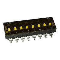 CTS Electronic Components 219-8MSTRF DIP Switches SURFACE MOUNT, GOLD DIP SWITCH, 8-POLE, MEDIUM ACTUATOR, BOTTOM SEAL, TAPE SEAL, REEL, OFF