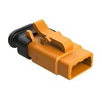 Amphenol SINE Systems ATM06-3S-SR01OR Connectors 3 Position, Plug, Socket, Strain Relief End Cap, Orange Body