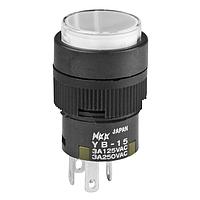 NKK Switches YB15CKW01-6B-JB Standard Switches ON(ON) RND BUSH MNT WHT LED CLR/WHT CAP