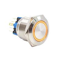 E-Switch PV8F2Y0SS-3K1 Anti-Vandal Anti-vandal, DPST-NO/NC, Off-(On), On-(Off), Panel Mount, Front, Silver, LED, Green/Orange, IP65