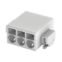 HARTING 14010313102160 Fixed Terminal Blocks har-flexicon, 3pin Terminal Block w/ push-in spring cage termination - 24-20AWG, horizontal SMT pcb mount, 6Amps, pitch 2.54mm, 500pc reel - Color White