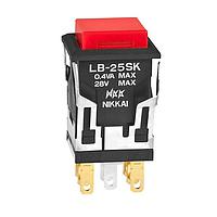 NKK Switches LB25SKG01-C Pushbutton Switches ON-(ON) SQUARE RED CAP