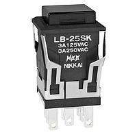 NKK Switches LB25SKW01-A Pushbutton Switches DPDT ON(ON) SQUARE BLACK BODY BLACK CAP
