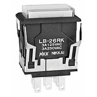 NKK Switches LB26RKW01-01-JB Pushbutton Switches ON-ON RECT BLK BODY NEON LMP CLR/WHT CAP