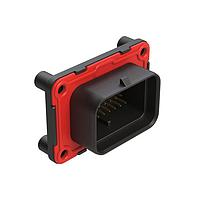 Amphenol SINE Systems ATS15-34PA1-BM01 Receptacles 34 Position PCB Receptacle with Sealed Flange, Pin, Straight, Single Latch, Contact Size 20, Self-Threading, Keyed A, Black