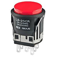 NKK Switches LB25CKW01-C Standard Switches DPDT ON(ON) ROUND BLACK BODY RED CAP