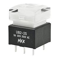 NKK Switches UB225SKW03N-4JB Pushbutton Switches ON(ON) PC TERMINAL SCULPTRD CLR/WHT CAP