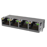 Amphenol Commercial Products RJE494881441 Connectors Low Profile CAT6 RJ45 - 4 Port with LED, Shielded with EMI Tabs