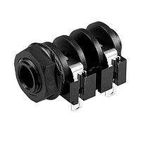 Same Sky (formerly CUI Devices) MJ-63032A Phone Connectors audio jack, 6.35 mm, horizontal, 2 conductor, panel, 0 switches, w/ nut