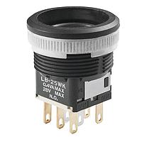 NKK Switches LB25WKG01 Pushbutton Switches DPDT ON-(ON)BLK RND PANEL SEAL BODY ONLY