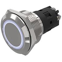 EAO 82-6152.1154 Anti-Vandal 82-6152.1154.Illuminated pushbutton.momentary.22 mm.stainless steel.flush/flat.ring.white.24 V.screw terminal