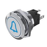 EAO 82-6151.1A24.B005 Anti-Vandal momentary.22mm D-Shape.Stainless steel.Flush/flat.Bell blue.24V.Ag