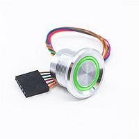 E-Switch PZ7M1CRRW300 Piezo Switch Anti-vandal, SPST, Off-(On), Panel Mount, Front, Silver, LED, RGB, IP68