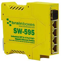 Brainboxes SW-595 Ethernet Switches Industrial 4 Port PoE+ Gigabit Ethernet Switch + SFP