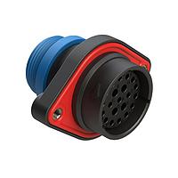 Amphenol SINE Systems AHDP02-24-21SR-STA Connectors 21 Position Panel Mount Receptacle, Socket, Shell Size 24, Reduced Diameter Seal (Blue), Small Thread Adapter
