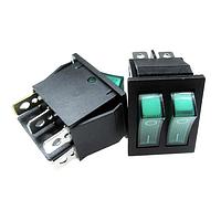 Adam Tech SW-R1-3A-E-LG13-2A Mid-Sized Rocker Switch Medium Rocker Switch, quick connect terminal .250in [6.35mm], green lighted actuator (12V LED voltage), rectangular