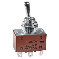 NKK Switches S25AW Medium capacity standard size toggles DPDT ON-NONE-(ON) SOLDER LUG