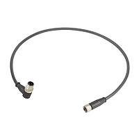 HARTING 21348281388030 Sensor Cables / Actuator Cables M8 A-code Double Ended Overmolded Cable Assembly, 3pin, angled male to straight female, PUR Black, 3.0m