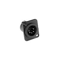 Amphenol Audio AC5MDZB BULK Connectors 5 Pole XLR Male Chassis Mount D Type Machined Contacts  Black Finish