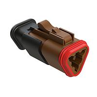 Amphenol SINE Systems AT06-3S-SR01BRN Plug 3 Position, Plug, Socket, SR01 Strain Relief (Standard Seal), Brown Body