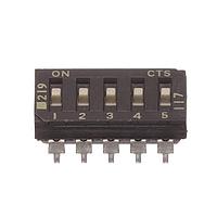 CTS Electronic Components 219-5LPSTJR DIP Switches SURFACE MOUNT, GOLD DIP SWITCH, 5-POLE, LOW PROFILE ACTUATOR, BOTTOM SEAL, TAPE SEAL, J-BEND, REEL