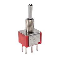 E-Switch 100DP1T1B1M2QE Toggle Switches TOGGLE, 5A 120VAC/28VDC, DPDT On-On, Panel Mount PC Pin