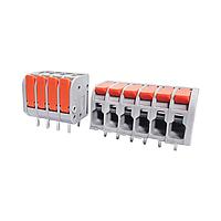 Amphenol Anytek QT05CSB83H0000G Fixed Terminal Blocks 5P,Pitch 10.0, Single Behind  Soldering Foot Soldering foot length5.0180D  wire insertionBady/Gray+Lever/Orange