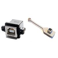 Amphenol Commercial Products MUSBD111M1 USB Type B Connectors 4P/Port Rec R/A PCB w/ Grey Dust Cover