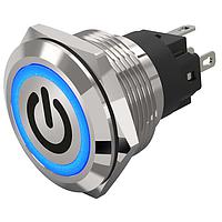 EAO 82-6151.1124.B002 Anti-Vandal 19 mm, Illuminated pushbutton, Stainless steel, flush/flush, Screwterminal, Momentary, Silver Contacts, Ring, Red, 24 V DC