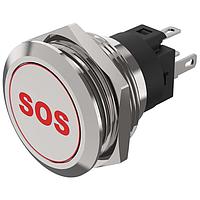 EAO 82-6151.1A14.B015 Anti-Vandal Illuminated pushbutton.momentary.22mm D-Shape.Stainless steel.Flush/flat.Illum symbol B015 SOS red.24V.Ag.Plug In