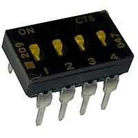 CTS Electronic Components 209-4LPSTD DIP Switches THROUGH HOLE, GOLD DIP SWITCH, 4-POLE, LOW PROFILE ACTUATOR, BOTTOM SEAL, TAPE SEAL, STRAIGHT TERMINAL FORM, TUBE PACK