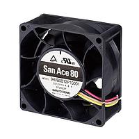 Sanyo Denki 9HVB0812P1G001 Axial Fan, 80x80x38mm, 12VDC, Rib, High Static Pressure/Airflow, Tach/PWM
