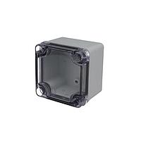 Bud Industries PTS-25302-C NEMA/IP Rated PC+10% Fiberglass Box with Clear Cover (3.2 X 3.2 X 2.4 In)