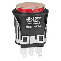 NKK Switches LB25CKW01-5C24-JC Pushbutton Switches ON-(ON) RND 24V RED LED CLR LENS/RED DIF