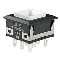 NKK Switches UB25KKW016G Pushbutton Switches SQ ON(ON) BLUE LED SOLDER LUG BODY ONLY