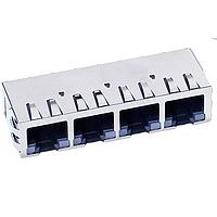 Stewart Connector SS-718802S-A-PG4-AC-NI Modular Harmonica Jacks  2 Ports  CAT5E  Horizontal (90)  8P 8C  GT Shielded