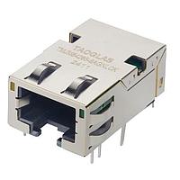 Taoglas TMJM84285-9AGNLCK Modular Connectors / Ethernet Connectors RJ45 ICM, 1x1, 10G Base-T, Tab-Down, 3Wire + Transformer, LED, Shielded EMI Finger, PoE (1A), Low profile. 50 micro-in, Industrial grade