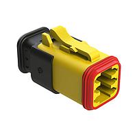Amphenol SINE Systems AT06-6S-SR01YEL Plug 6 Position, Plug, Socket, SR01 Strain Relief (Standard Seal), Yellow Body