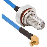 Amphenol SV Microwave FRSMP-085-FBSMA-120 RF Cable Assemblies SMP R/A F  SMA BKHD F 12"Cable