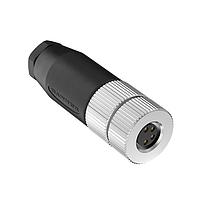 Banner Engineering BFW-M8F4-4X M8 Field Wireable Connectors Field Wireable: M8; 4-pin Straight Female; 24 AWG 3.5-5 mm Cable Range; Screw Terminal; PA+GF Black Body; Nickel-Plated Brass Coupling Nut