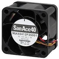 Sanyo Denki 109P0424H3023 Axial DC Axial Fan, 40x40x28mm, 24VDC, Groove for Lead