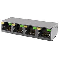 Amphenol Commercial Products RJE584886441 Connectors Standard Profile CAT5E RJ45 - 4 Port with Yellow LED, Shielded without EMI Tabs