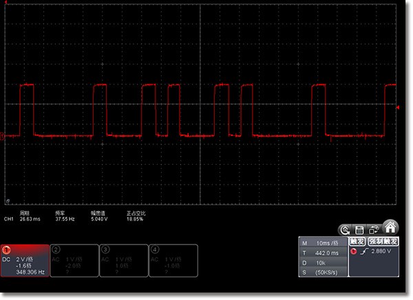 Automotive sensor waveform captured by an OWON VDS Series PC oscilloscope